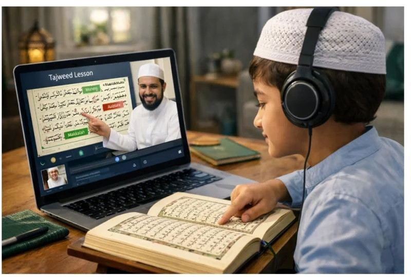 Student is taking online Hifz classes from teacher